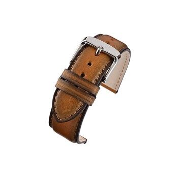 A L.BROWN VINTAGE HAND FINISHED WH961/18 leather watch strap with a silver buckle.